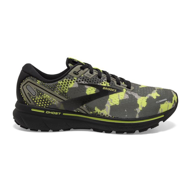 Brooks Ghost 14 Cushioned Men's Road Running Shoes - Olive/Lime Punch/Black (30859-WMBH)